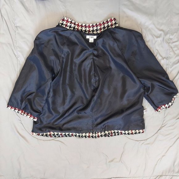 Cato Retro Houndstooth Print 3/4 Sleeved Cropped Jacket - Picture 10 of 13